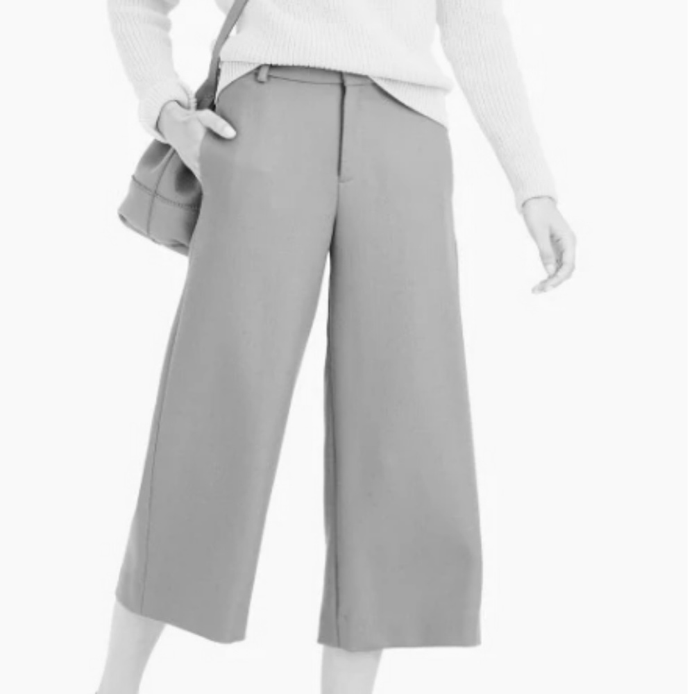 J. Crew Gray Double-Serge Wool Culotte Pants